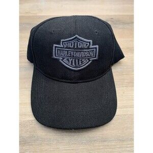 Harley Davidson Mesh SnapBack Hat Motorcycle Biker Black Out Logo 6.5” Imperfect